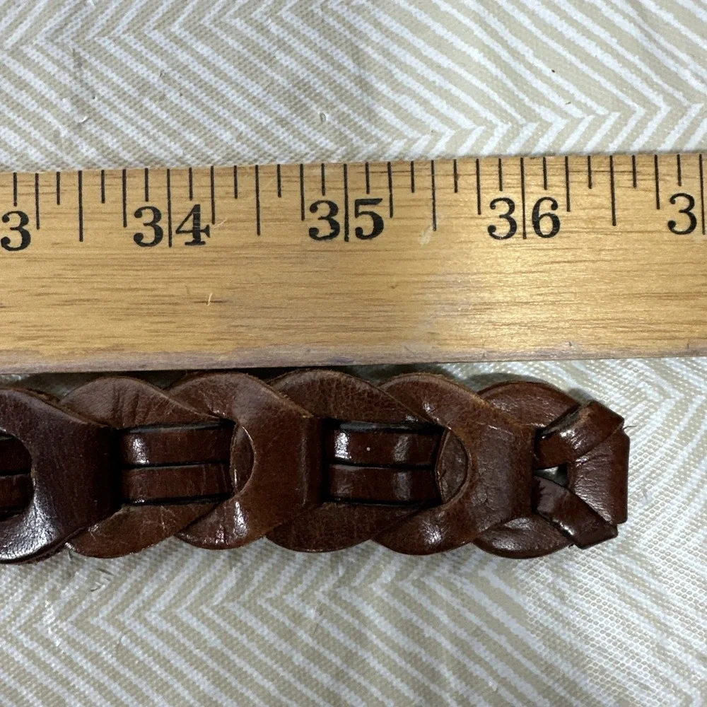 Looped Genuine Leather Belt Womens Med‎ Braided Brown (36.5 Inches) Brass Buckle